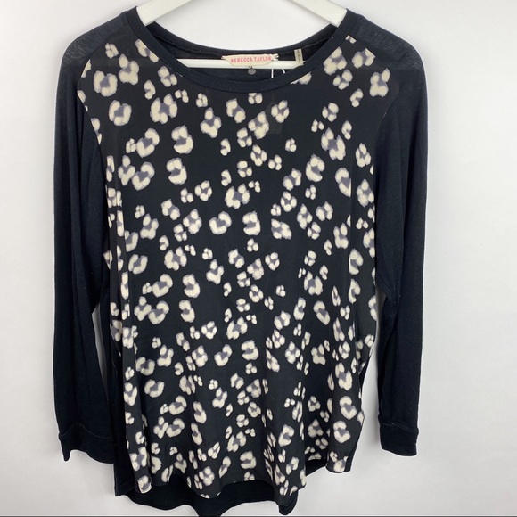 Rebecca Taylor silk floral blouse black - Picture 1 of 5